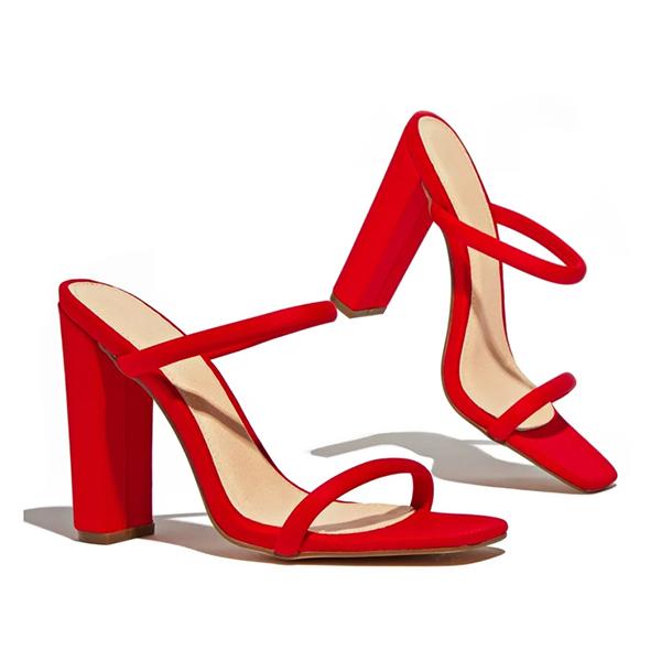 Kimemoda Womens Open Toe Slip On Sandals Chunky Block Heels Dress Party Pumps