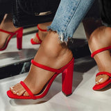 Kimemoda Womens Open Toe Slip On Sandals Chunky Block Heels Dress Party Pumps