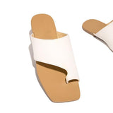 Kimemoda Mint Strap Toe Ring Slides Flat Slip On Sandals