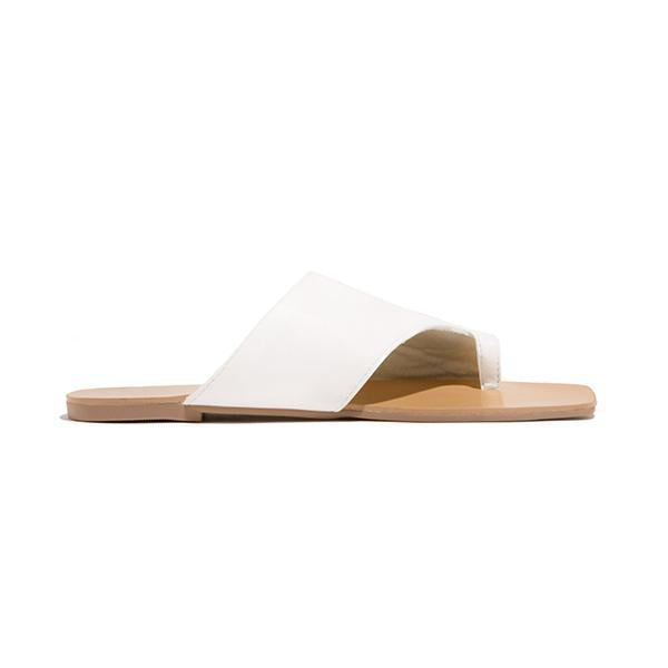 Kimemoda Mint Strap Toe Ring Slides Flat Slip On Sandals
