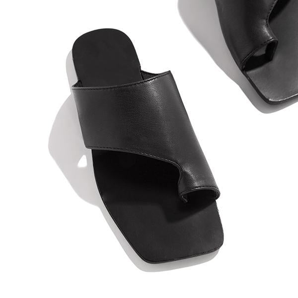 Kimemoda Mint Strap Toe Ring Slides Flat Slip On Sandals