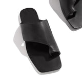 Kimemoda Mint Strap Toe Ring Slides Flat Slip On Sandals