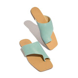 Kimemoda Mint Strap Toe Ring Slides Flat Slip On Sandals