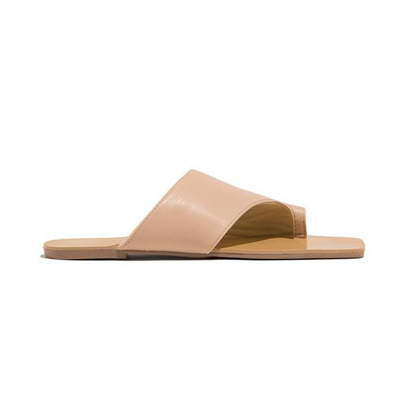 Kimemoda Mint Strap Toe Ring Slides Flat Slip On Sandals