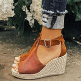 Kimemoda Womens Espadrille Wedges Adjustable Ankle Buckle Sandals