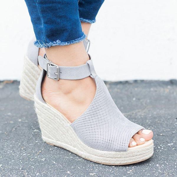 Kimemoda Womens Espadrille Wedges Adjustable Ankle Buckle Sandals