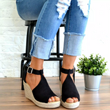 Kimemoda Womens Espadrille Wedges Adjustable Ankle Buckle Sandals