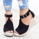 Kimemoda Womens Espadrille Wedges Adjustable Ankle Buckle Sandals
