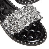 Kimemoda Casual Slides Beaded Flat Sandals