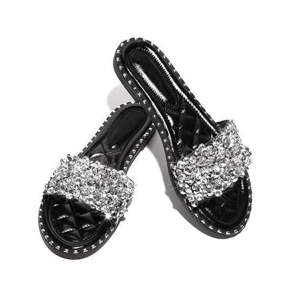 Kimemoda Casual Slides Beaded Flat Sandals