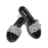 Kimemoda Casual Slides Beaded Flat Sandals