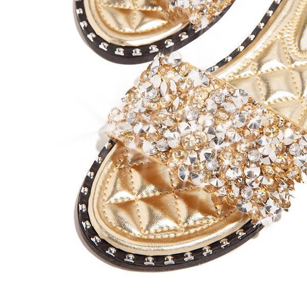 Kimemoda Casual Slides Beaded Flat Sandals