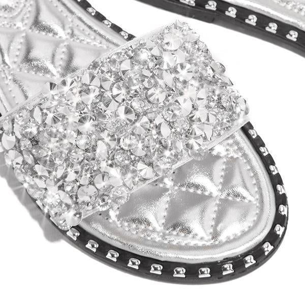 Kimemoda Casual Slides Beaded Flat Sandals