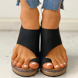 Kimemoda Womens Toe Ring Cutout Slingback Ankle Buckle Wedge Sandals