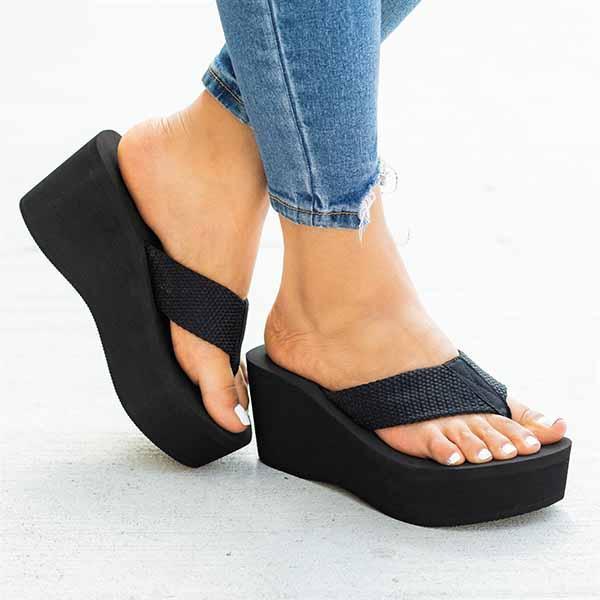 Kimemoda Womens Platform Flip-Flops Foam Wedge Sandals