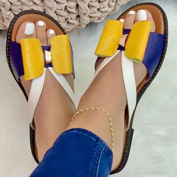 Kimemoda Womens Summer Retro Rubber Soft Sole Bow Slides