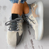 Kimemoda Womens All Season Colorblock Lace-Up Breathable Knit Casual Sneakers