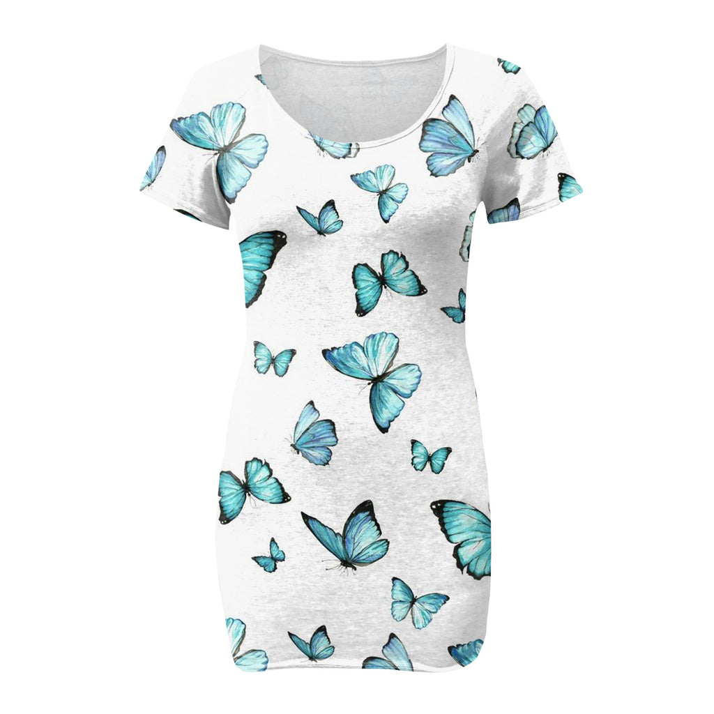 Women's Sexy Slim-Fit Solid Color Printed Short-Sleeved Dresses