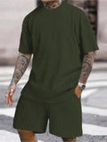 Men's solid color sports round neck T-shirt