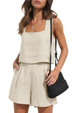 Women's Casual Linen Shorts Sleeveless Sets