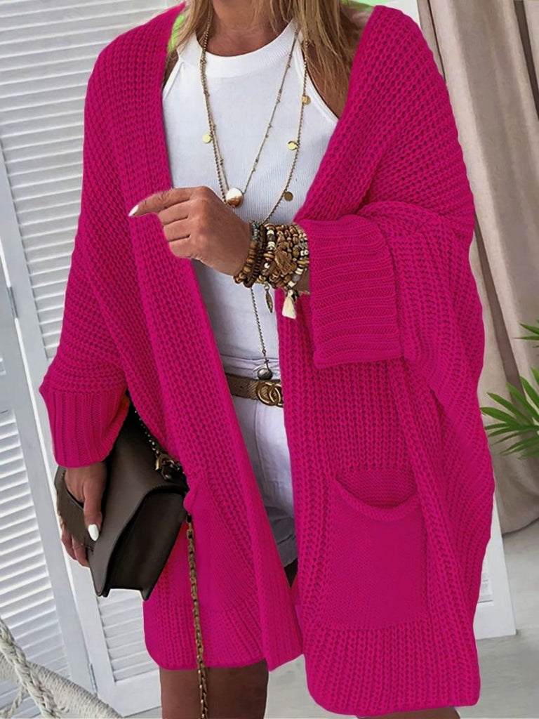 Kimemoda Women's Knitted Sweater Mid Length Coat