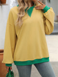 Women's Solid Color Round Neck Slit Loose Activewear Tops