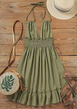 Women's Deep V Suspender Ruffled Edge Parallel Ruffled Backless Sexy Dresses