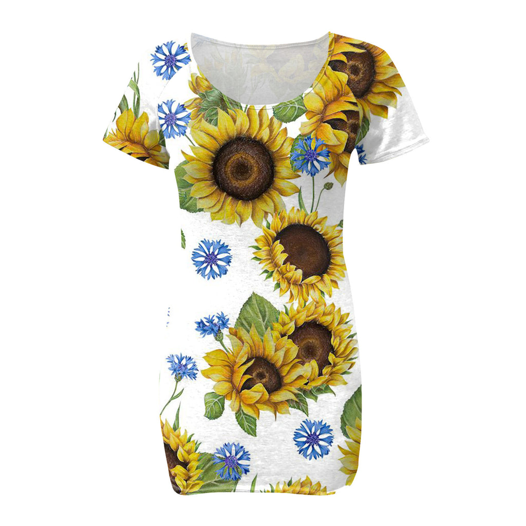 Women's Sexy Slim-Fit Solid Color Printed Short-Sleeved Dresses