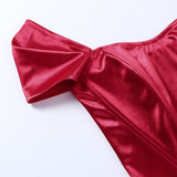 Women's Summer Fishbone Waist Tube Top Satin Off Shoulder Tops