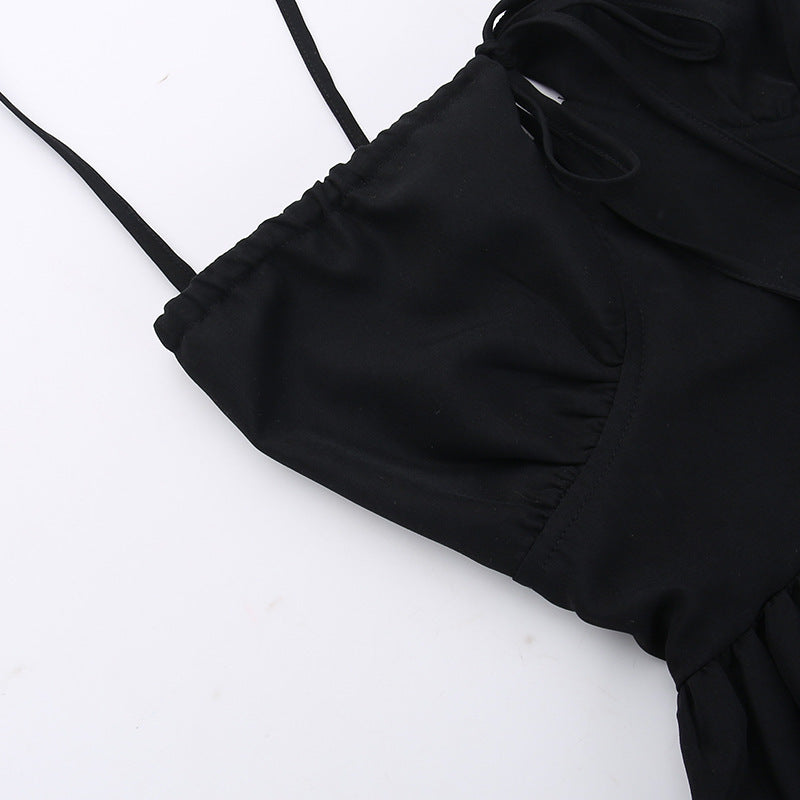 Women's Summer Tie Waist Dress Suspenders Backless A-Line Holiday Dresses