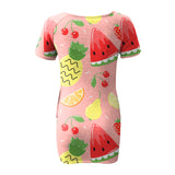 Women's Sexy Slim-Fit Solid Color Printed Short-Sleeved Dresses