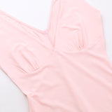 Women's Slim-Fitting Suspender Dress Sexy V-Neck Ruffled Slit Dresses