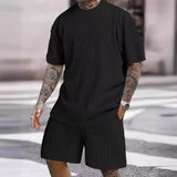 Men's solid color sports round neck T-shirt