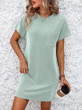 Women's Summer Casual Contrast Color Twist Striped Short Sleeve Pocket Dresses