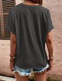 Women's Tops Solid Color Buttons Fashionable Short Sleeves