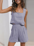 Women's Casual Linen Shorts Sleeveless Sets