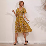 Women's Summer Floral Print Short Sleeve Dresses