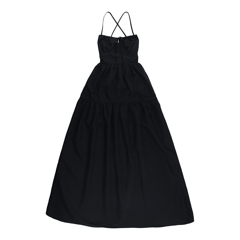 Women's Summer Tie Waist Dress Suspenders Backless A-Line Holiday Dresses