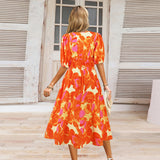 Women's V-neck Bohemian print Dresses