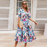 Women's V-neck Bohemian print Dresses