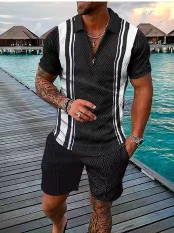 Men's Fashion Casual Suit Short Sleeve Polo Shirt