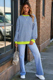 Women's Colorful Striped Crew Neck Loose Sweatshirts