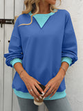 Women's Solid Color Round Neck Slit Loose Activewear Tops