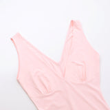 Women's Slim-Fitting Suspender Dress Sexy V-Neck Ruffled Slit Dresses