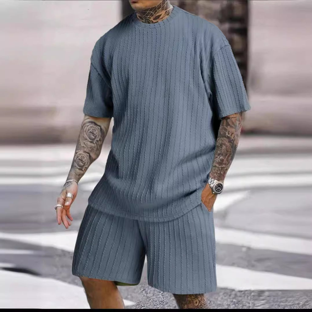 Men's solid color sports round neck T-shirt