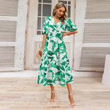 Women's V-neck Bohemian print Dresses