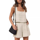 Women's Casual Linen Shorts Sleeveless Sets