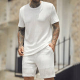 Men's solid color sports round neck T-shirt