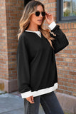Women's Solid Color Round Neck Slit Loose Activewear Tops