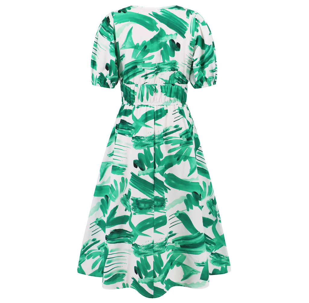 Women's V-neck Bohemian print Dresses